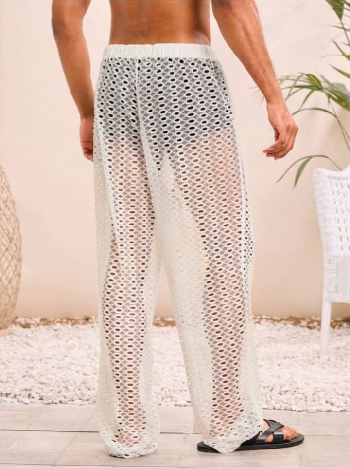 Men's Knitted casual Loose Fit Elastic Waist Straight Leg Lounge Pant